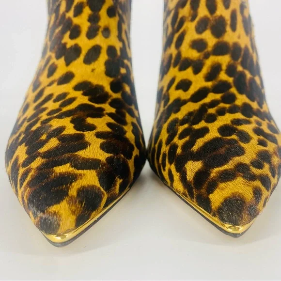 Tory Burch Leather Genuine Calf Hair Leopard Print Lila Pointed Toe Ankle Bootie - Picture 8 of 15